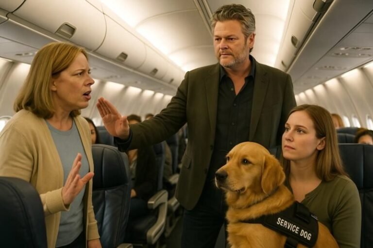 A woman tries to get a dog kicked off a flight — then Blake Shelton steps in, leaving the whole plane stunned