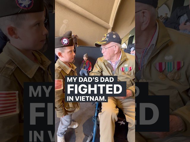 A special moment between World War II Veteran Dennis Boldt & the grandson of a Vietnam Veteran.